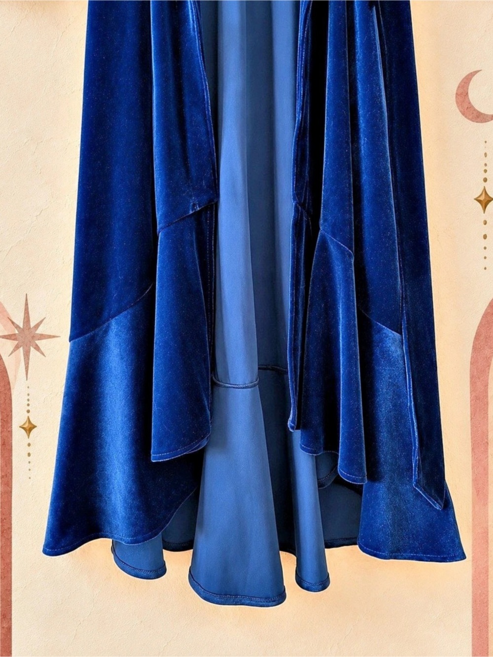 Express Velvet Ruffle Sleeve Duster Blue - Picture 5 of 5